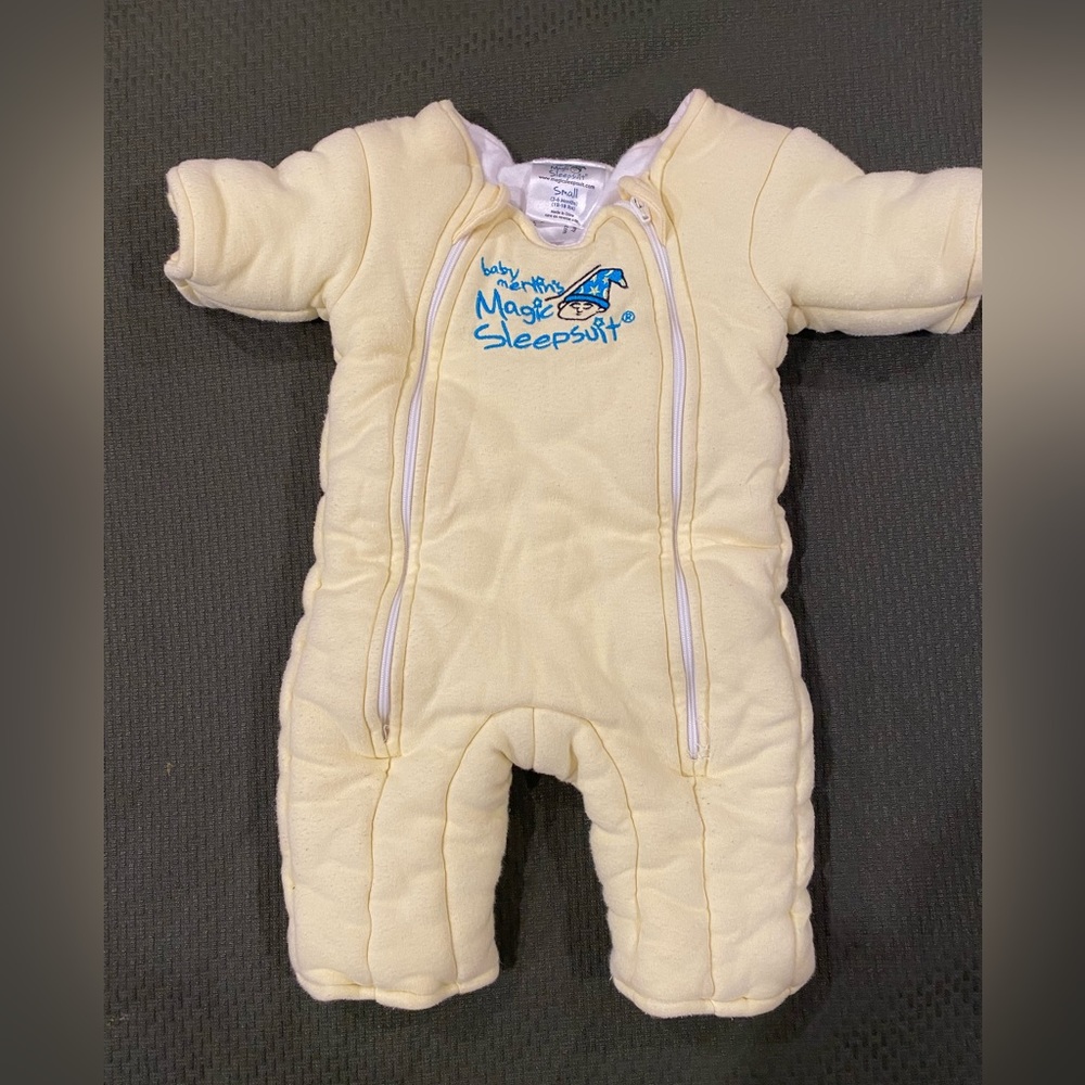 Magicsuit Baby Sleepsuit in Pale Yellow with Blue Logo